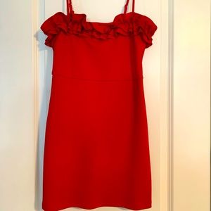 Red Hot ruffle top spaghetti strap dress